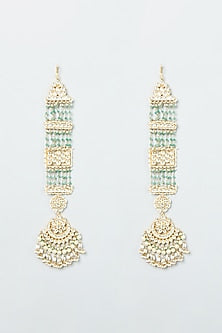 Gold Finish Chandbali Earrings With Kundan Polki