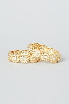 Gold Finish Kundan Bangles (Set of 2)