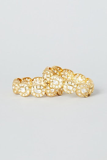 Gold Finish Kundan Bangles (Set of 2)