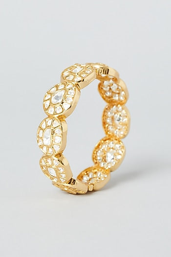 Gold Finish Kundan Bangles (Set of 2)