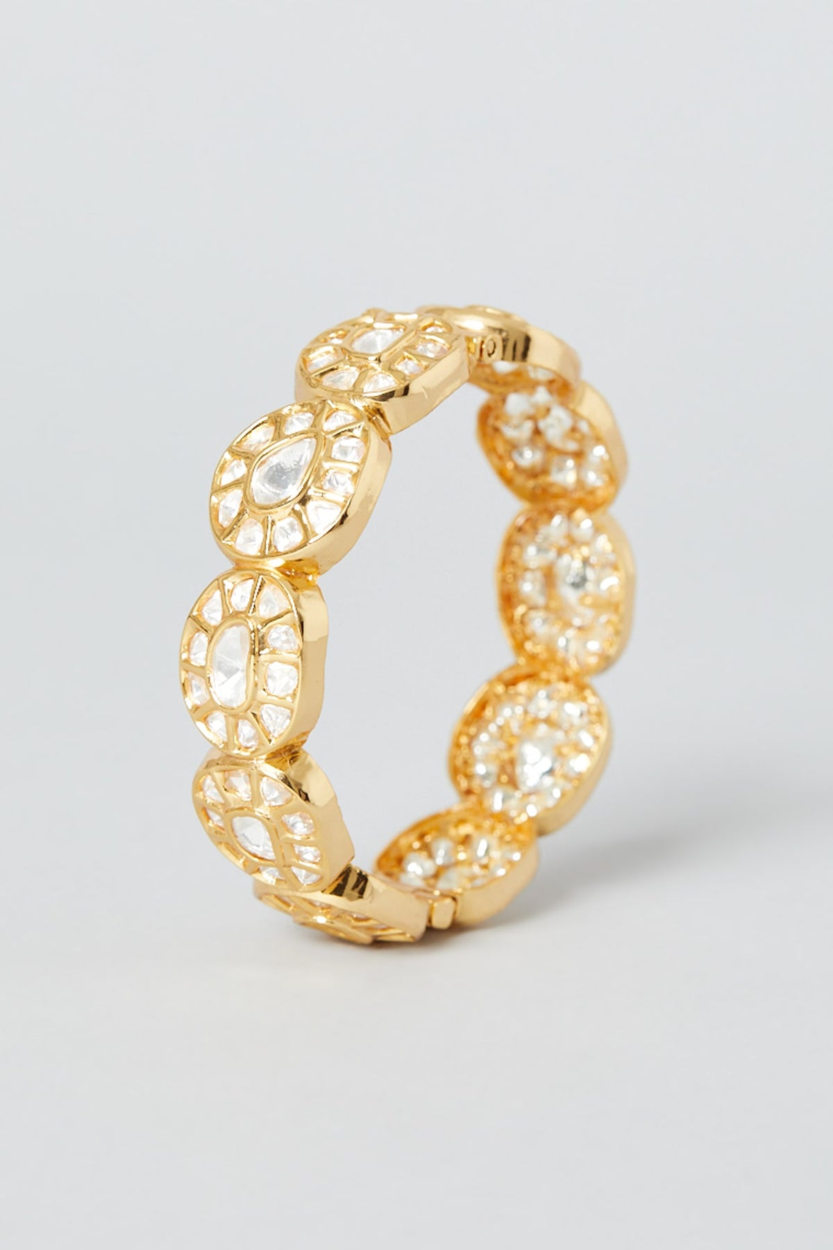Gold Finish Kundan Bangles (Set of 2)
