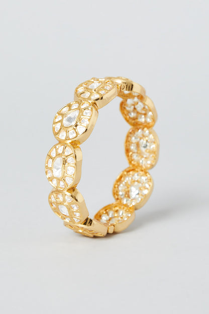 Gold Finish Kundan Bangles (Set of 2)