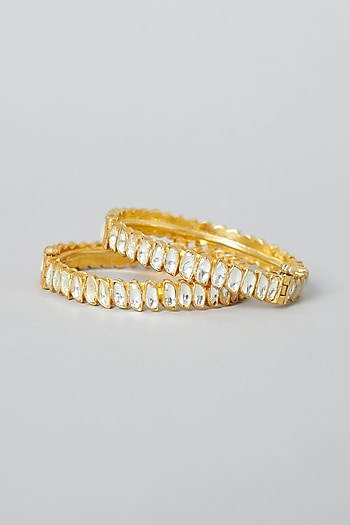 Gold Finish Alloy Bangles (Set of 2)