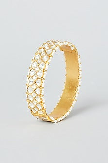 Gold Finish Bangles With Kundan (Set of 2)