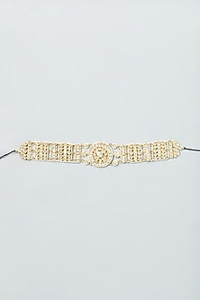 Gold Finish Hairband With Kundan Polki