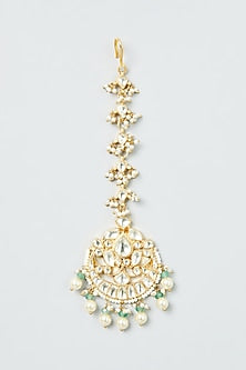 Gold Finish Kundan Polki Maang Tikka
