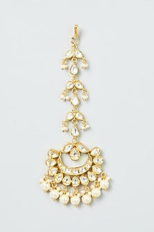 Gold Finish Kundan Polki Maang Tikka