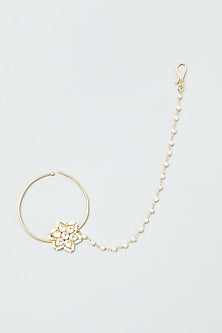 Gold Finish Kundan Polki Nose Ring
