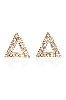 Gold Plated Rhodolite Stone Stud Earrings