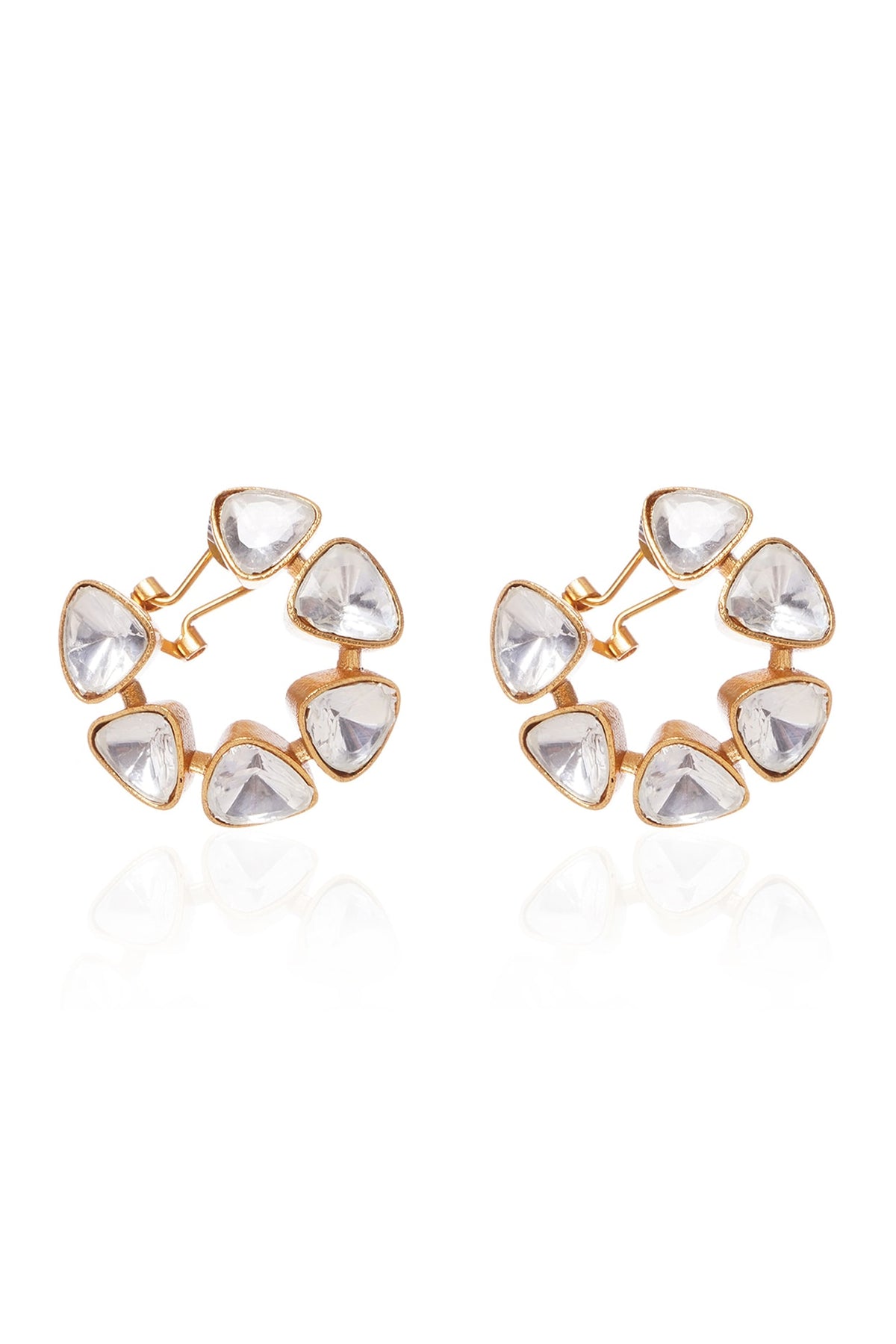 Gold Plated Rhodolite Stone Stud Earrings