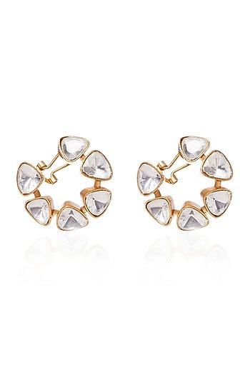Gold Plated Rhodolite Stone Stud Earrings