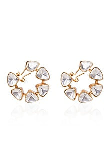 Gold Plated Rhodolite Stone Stud Earrings