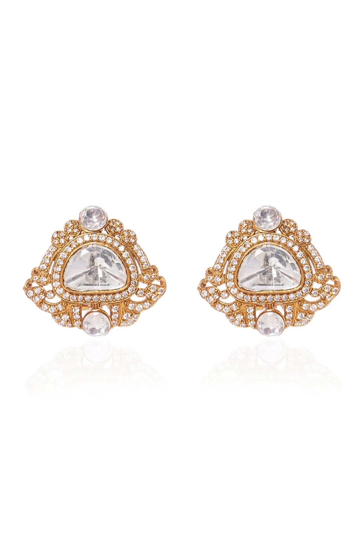 Gold Plated Rhodolite Stone Stud Earrings