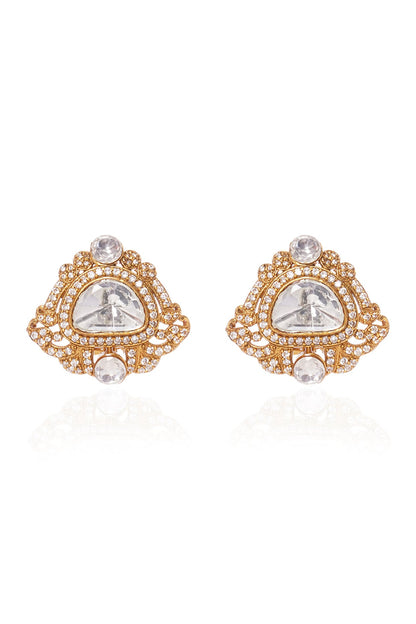 Gold Plated Rhodolite Stone Stud Earrings