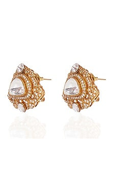 Gold Plated Rhodolite Stone Stud Earrings