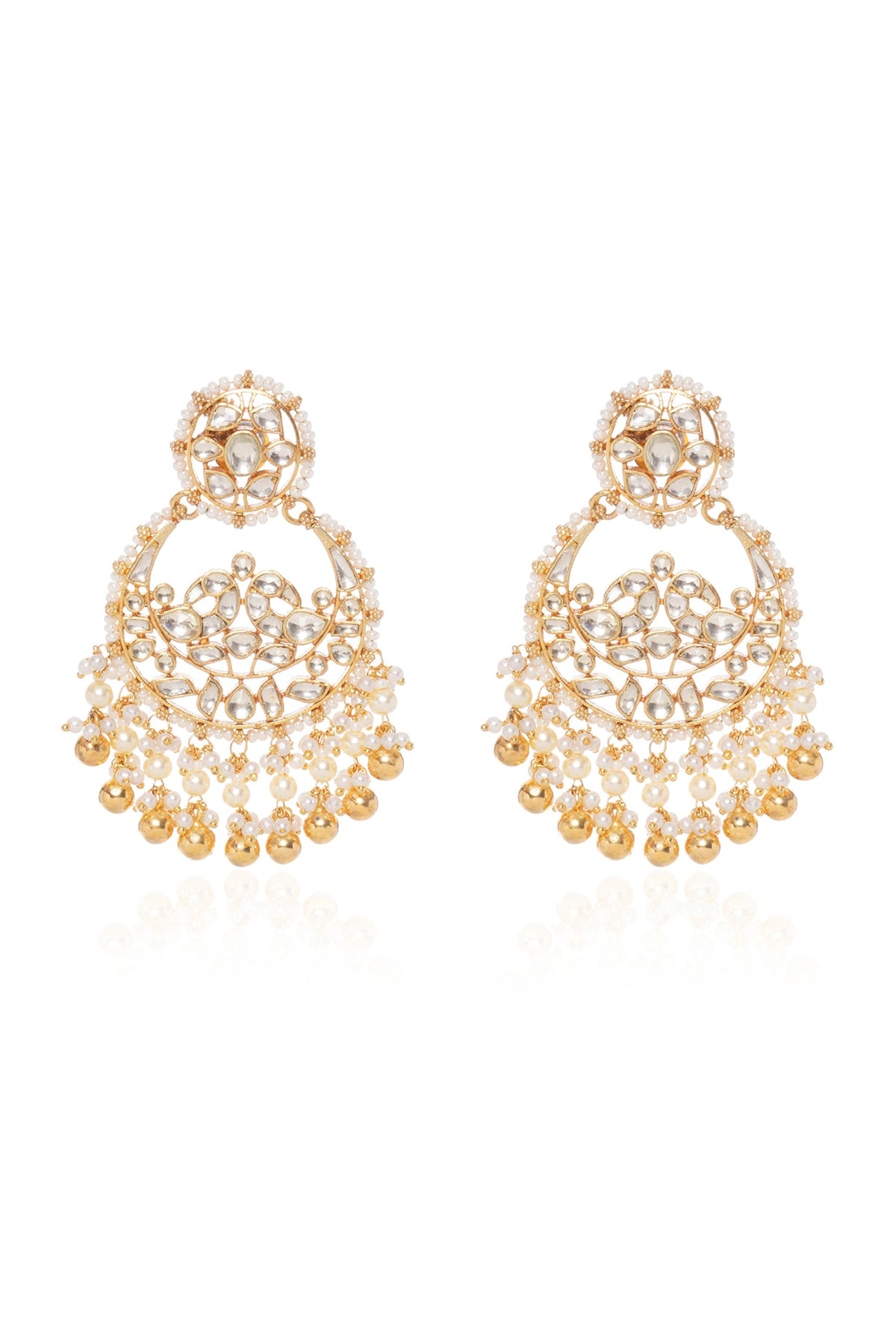 Gold Plated Pearl Chandbali Earrings