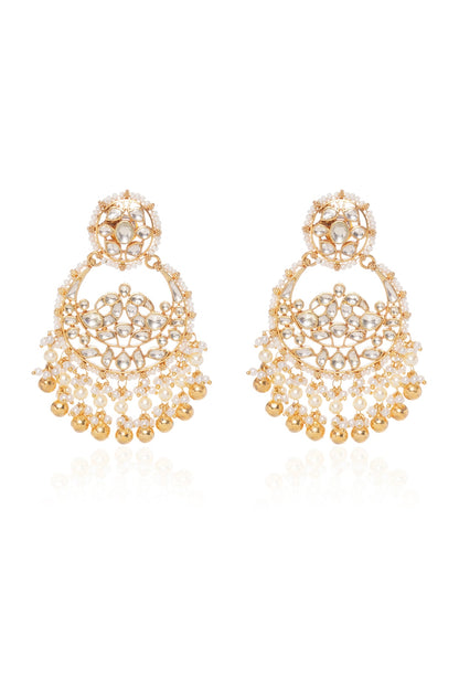 Gold Plated Pearl Chandbali Earrings