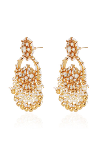 Gold Plated Pearl Chandbali Earrings