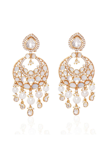 Gold Plated Pearl Chandbali Earrings
