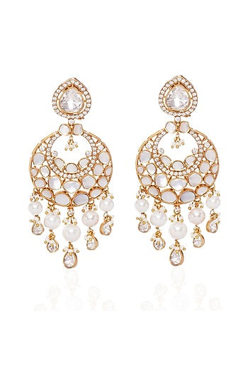 Gold Plated Pearl Chandbali Earrings