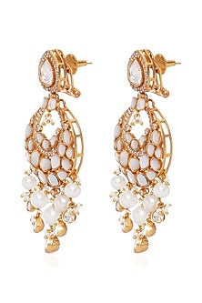 Gold Plated Pearl Chandbali Earrings