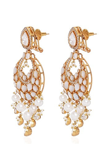 Gold Plated Pearl Chandbali Earrings