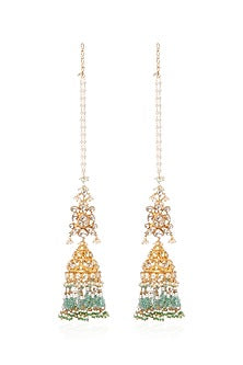 Gold Plated Green Onyx & Pearl Jhumka Earrings