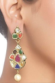 Gold Plated Pearl Dangler Earrings