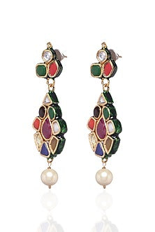 Gold Plated Pearl Dangler Earrings