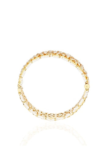 Gold Plated White Stone Bangles (Set Of 2)