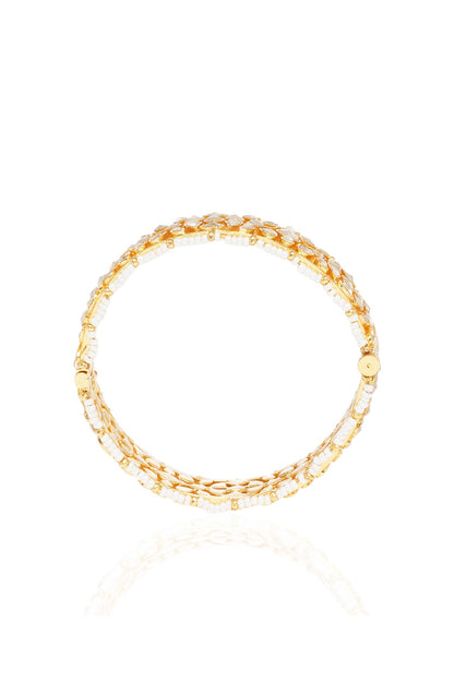 Gold Plated White Stone Bangles (Set Of 2)