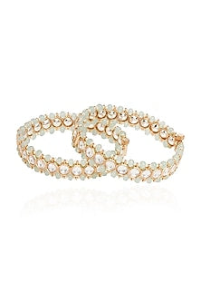 Gold Plated White Stone Bangles (Set Of 2)