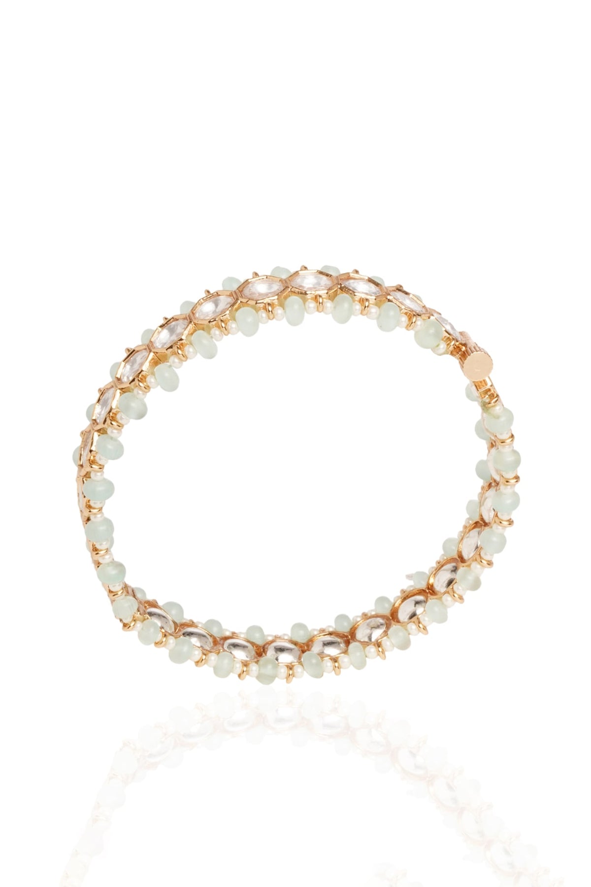 Gold Plated White Stone Bangles (Set Of 2)