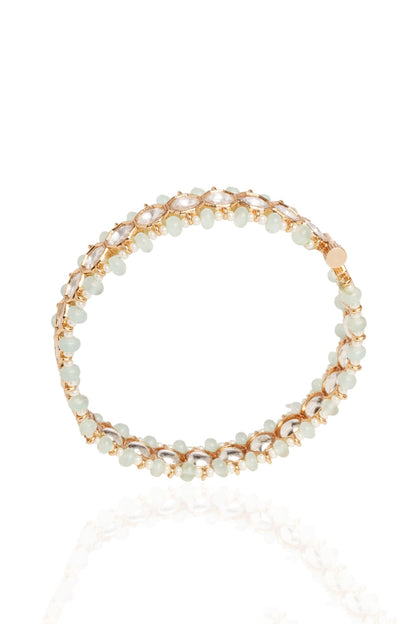 Gold Plated White Stone Bangles (Set Of 2)