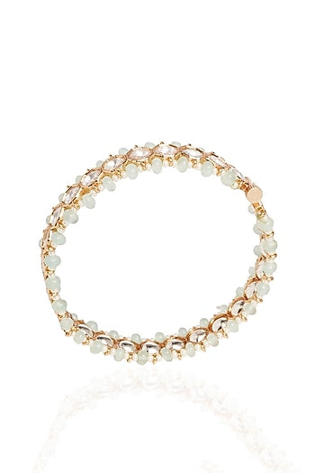 Gold Plated White Stone Bangles (Set Of 2)