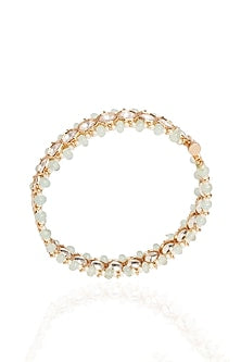 Gold Plated White Stone Bangles (Set Of 2)