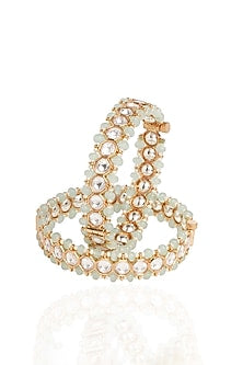 Gold Plated White Stone Bangles (Set Of 2)