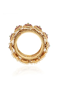 Gold Plated Red & Green Stone Bangles (Set Of 2)