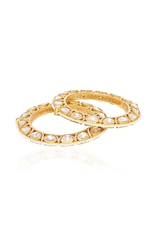 Gold Plated Gold Stone Bangles (Set Of 2)