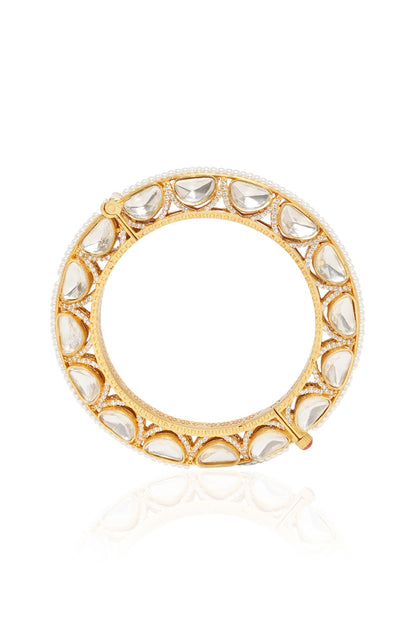 Gold Plated Gold Stone Bangles (Set Of 2)