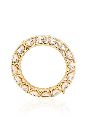 Gold Plated Gold Stone Bangles (Set Of 2)