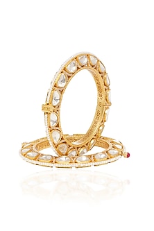 Gold Plated Gold Stone Bangles (Set Of 2)