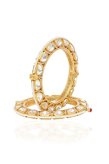 Gold Plated Gold Stone Bangles (Set Of 2)