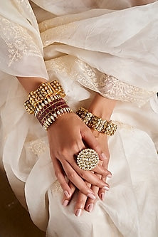 Gold Plated Red Stone Bangle