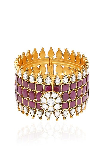 Gold Plated Red Stone Bangle