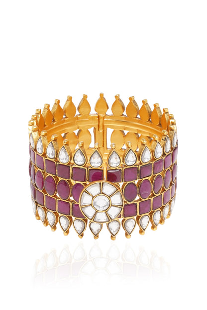 Gold Plated Red Stone Bangle