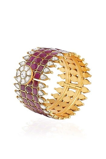 Gold Plated Red Stone Bangle