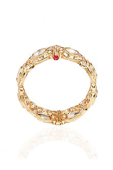 Gold Plated White Stone Bangles (Set Of 2)