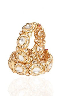 Gold Plated White Stone Bangles (Set Of 2)
