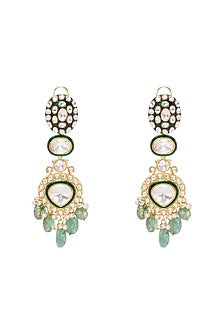 Gold Plated Green Fluorite Stone Necklace Set